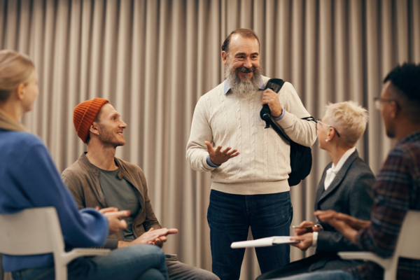 Family learning about addiction at a support group meeting to help loved ones after a failed intervention